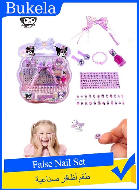 مجموعة أظافر صناعية من 140 قطعة، أظافر صناعية لاصقة للأطفال، ألعاب مكياج للأطفال، أظافر صناعية ذاتية اللصق، متعددة الألوان